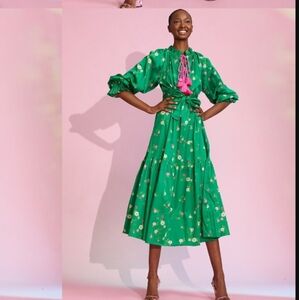 Cynthia Rowley Green Floral Midi Dress